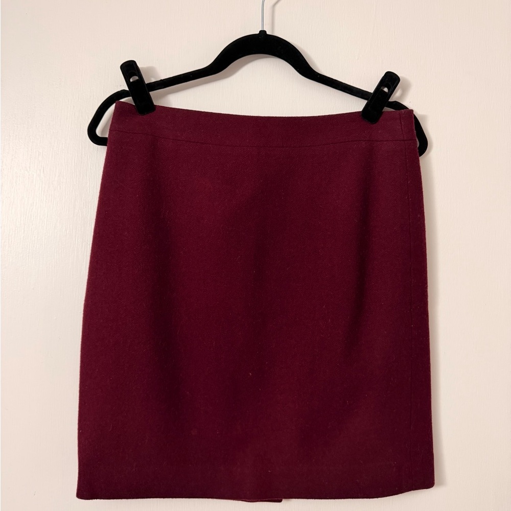 J.Crew Classic Women's Burgundy Wool Blend Pencil Skirt, Size 4